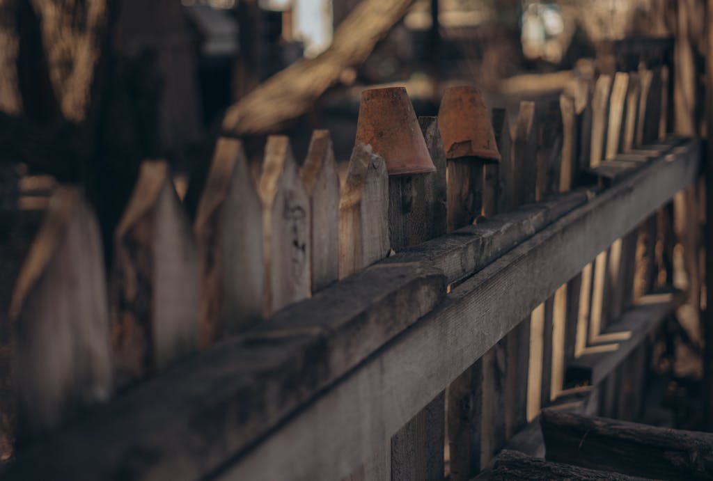 Old wooden fence in countryside